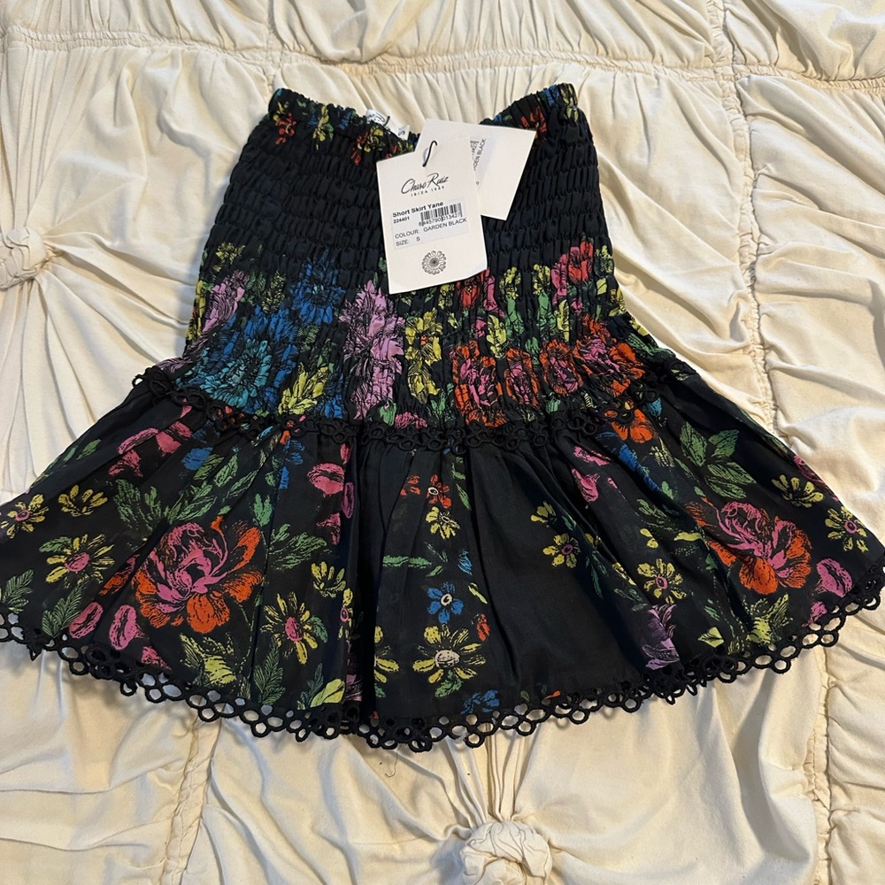 Charo Ruiz Black Floral Mini Skirt